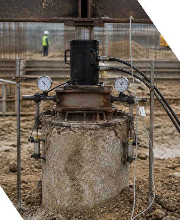 Испытание буронабивных свай в Нефтеюганске для строительства